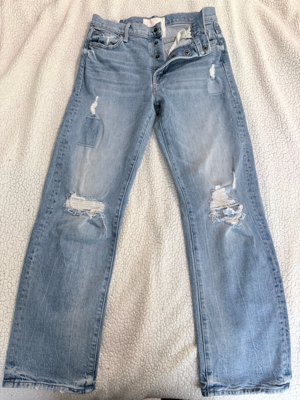 MOTHER Light Blue Denim Button Front Jeans